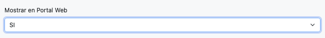 Campo para definir si el artículo se muestra en portal web.