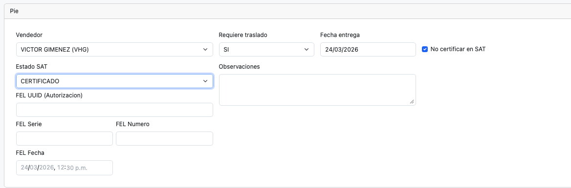 Si no requiere ser certificada, nos brinda la oportunidad de llenar los datos de certificacion manualmente. Esto es por si necesitamos regular las facturas existentes en SAT y Sistema ERP