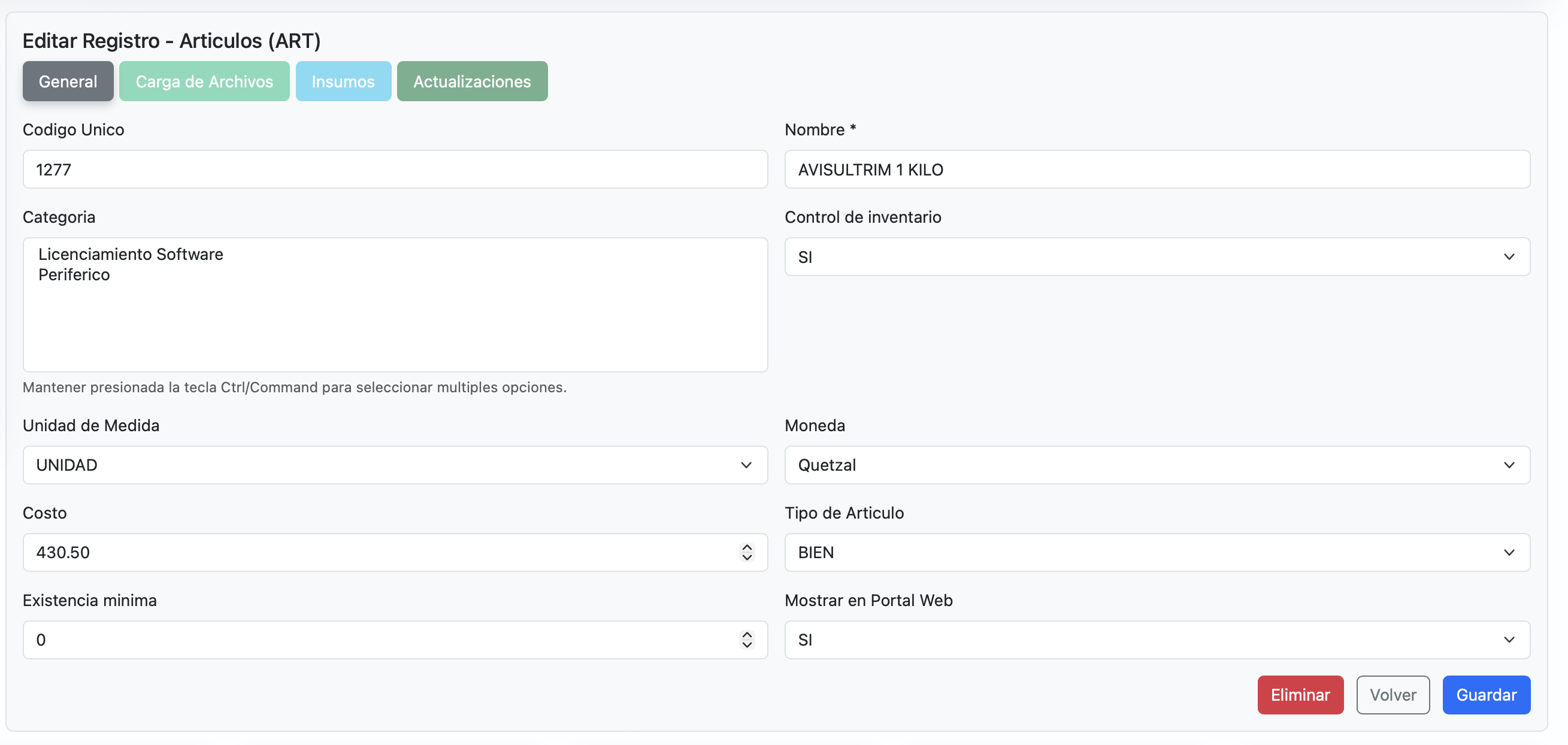 Ficha General del Articulo