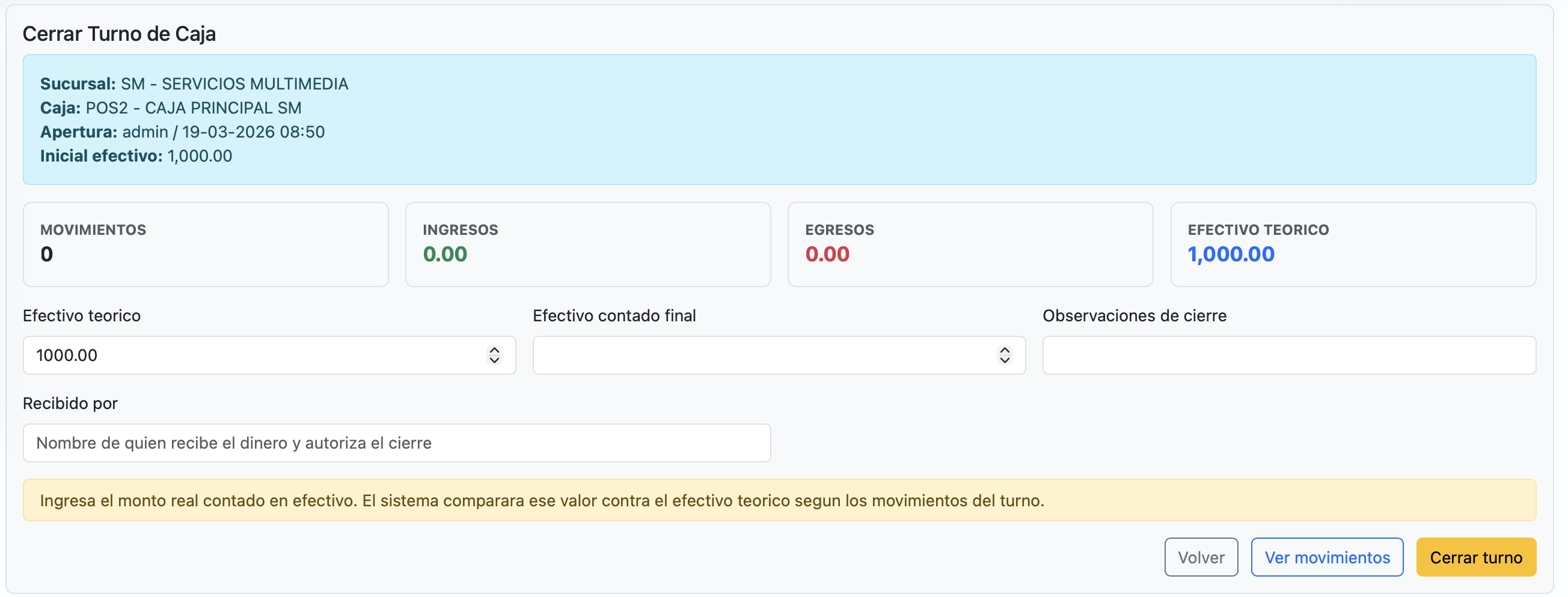Cálculo de efectivo teórico